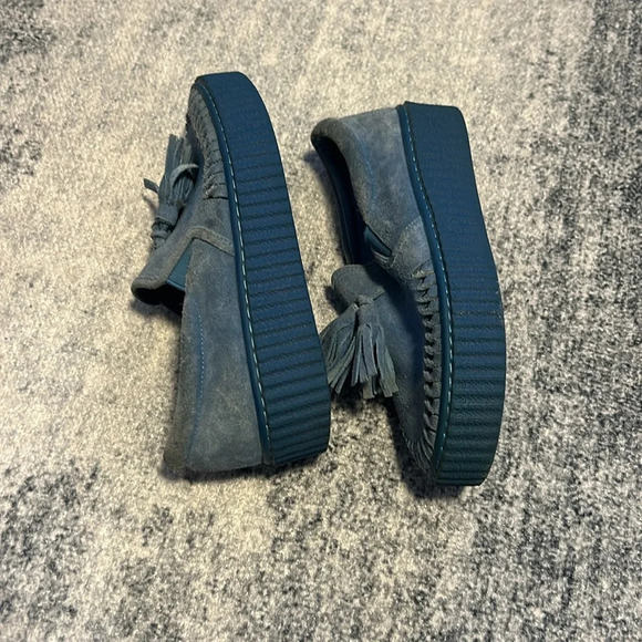 J Slides NYC Blue Suede Tassle Platform Loafer - Picture 3 of 5